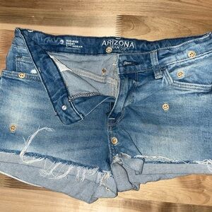 Arizona Jean Company Light Blue Distressed shorts smiley faces